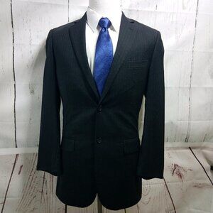 Pronto Uomo 40L Wool 2 Button Black Striped Suit Blazer Sports Coat